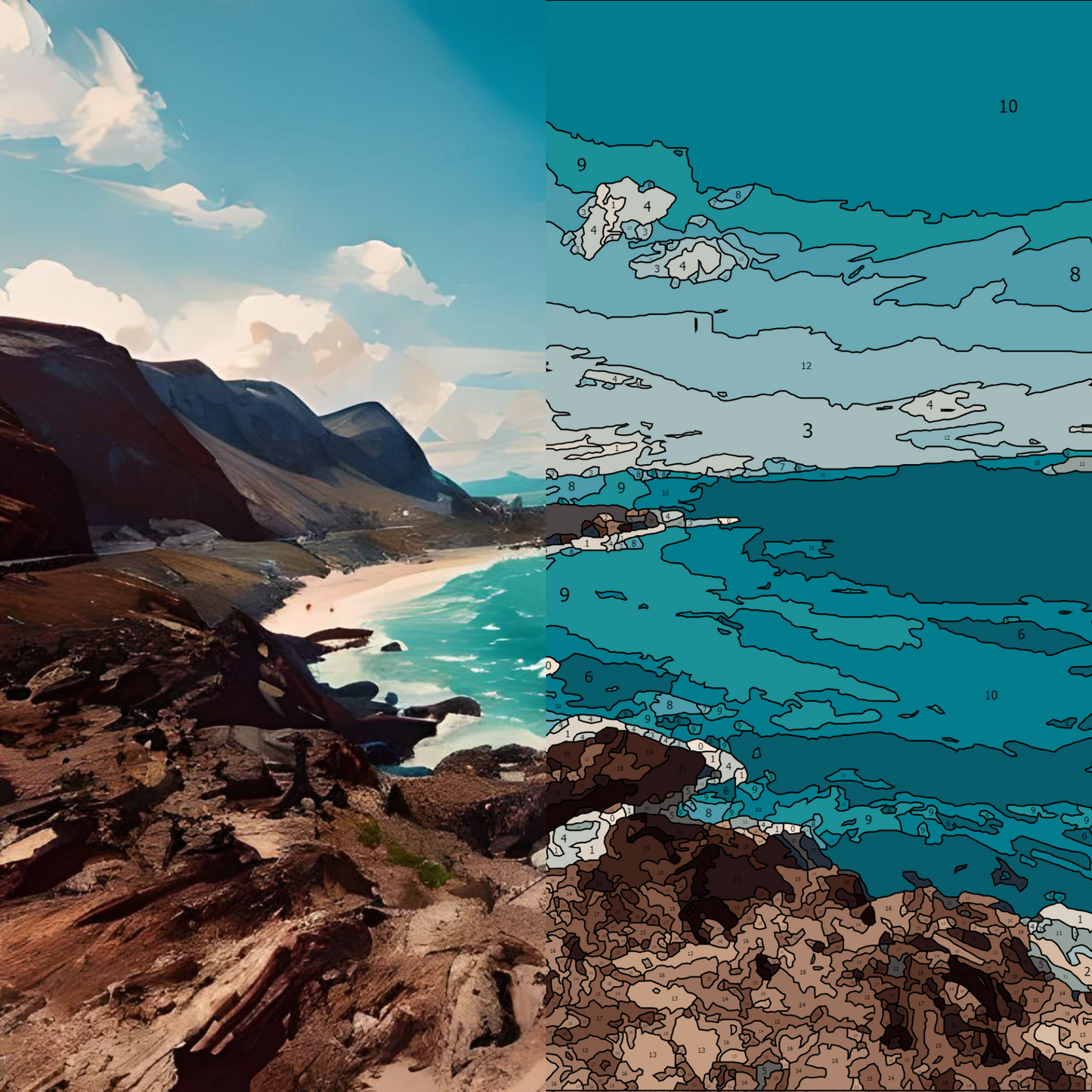 Escape to Paradise – Hawaii Beach Paint by Numbers Kit with Vibrant Blue Waters for All Skill Levels