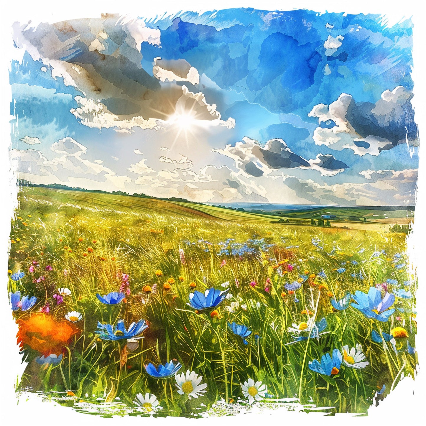 Blooming Meadows – Wildflower Spring Field Paint by Numbers Kit for a Vibrant DIY Art Experience