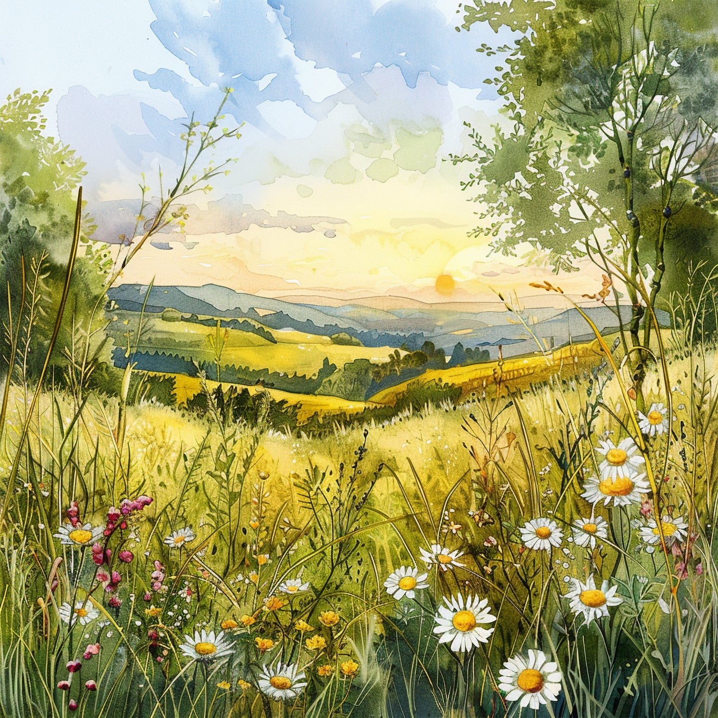Blooming Meadows – Wildflower Spring Field Paint by Numbers Kit for a Vibrant DIY Art Experience