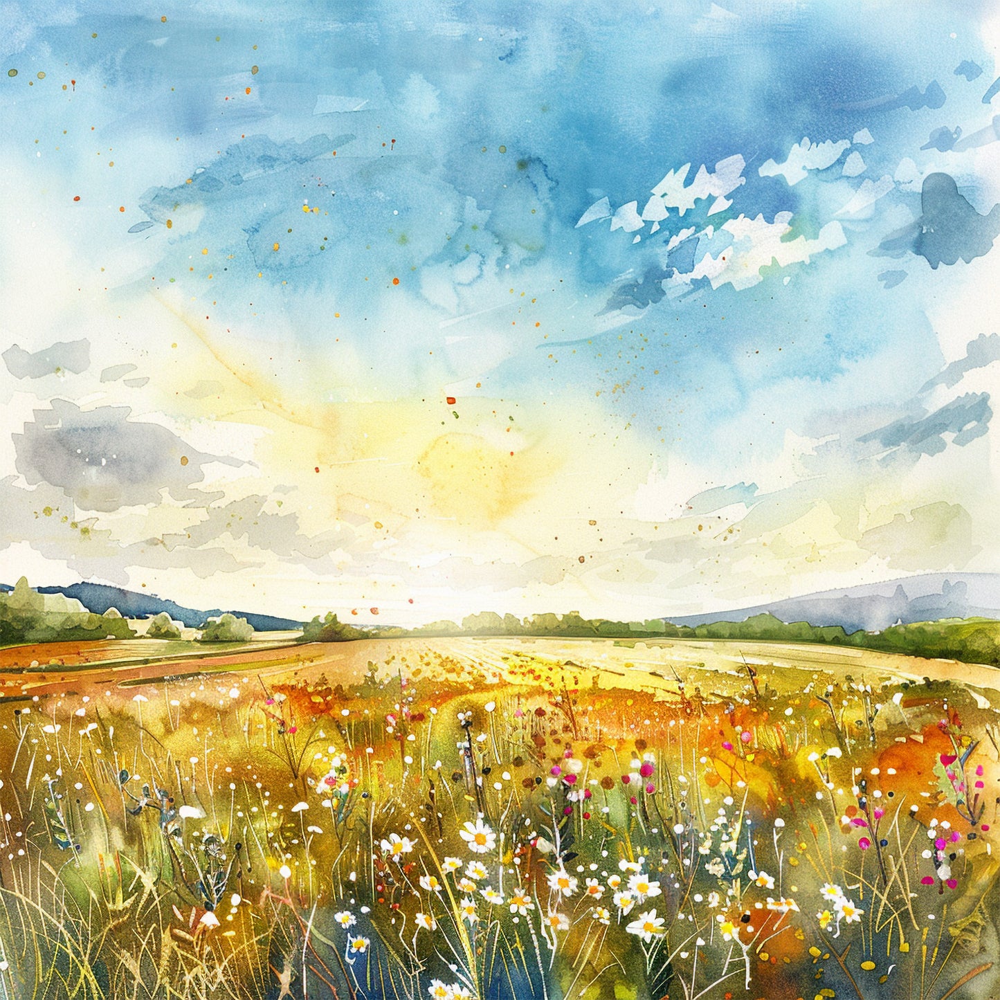 Blooming Meadows – Wildflower Spring Field Paint by Numbers Kit for a Vibrant DIY Art Experience