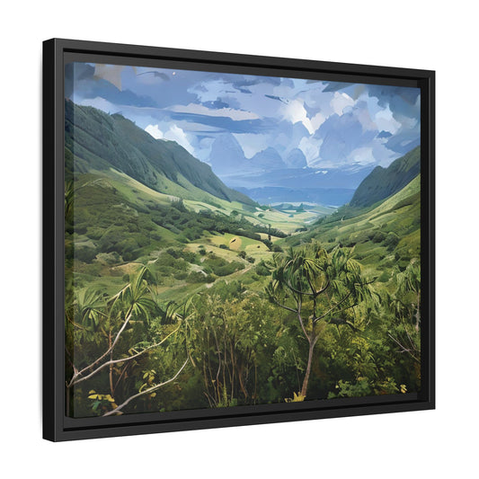 Canvas Art, Hawaii Ranch Landscape, Ocean Valley Hand Painted Effect Wall Decor, Matte Finish
