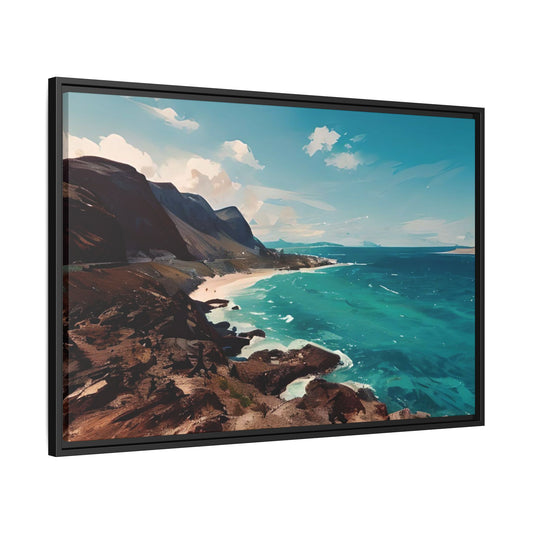 Canvas Wall Art, Hawaii Beach Hand Painting Effect, Framed Ocean Blue Water Picture, Coastal Home Decor, Tropical Vacation Housewarming