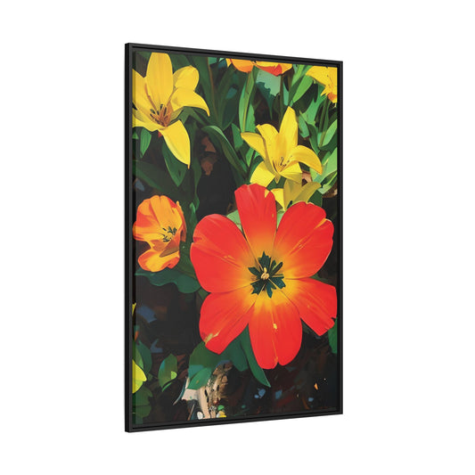 Canvas Wall Art, Hand Painted Tulip in Orange and Yellow, Framed Print, Floral Home Decor, Flower Artwork, Matte Canvas Painting,