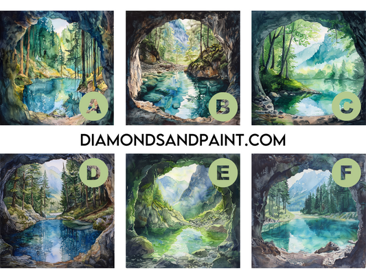 Cave  Landscape – Watercolor Paint by Numbers DIY Kit for Nature Lovers and Artists of All Levels