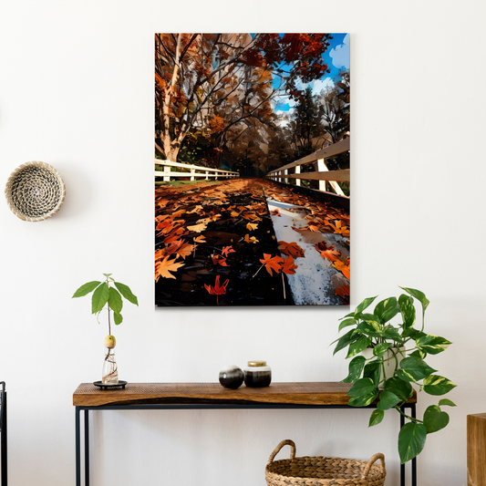 Paint By Numbers Fall Leaves on Wood Bridge – DIY Canvas Art Kit for Home Decoration