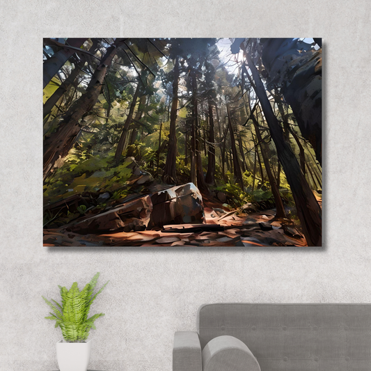 Enchanted Forest Pathway Paint by Numbers Kit – DIY Handcrafted Art of Lush Woodland Escape with Majestic Rocks