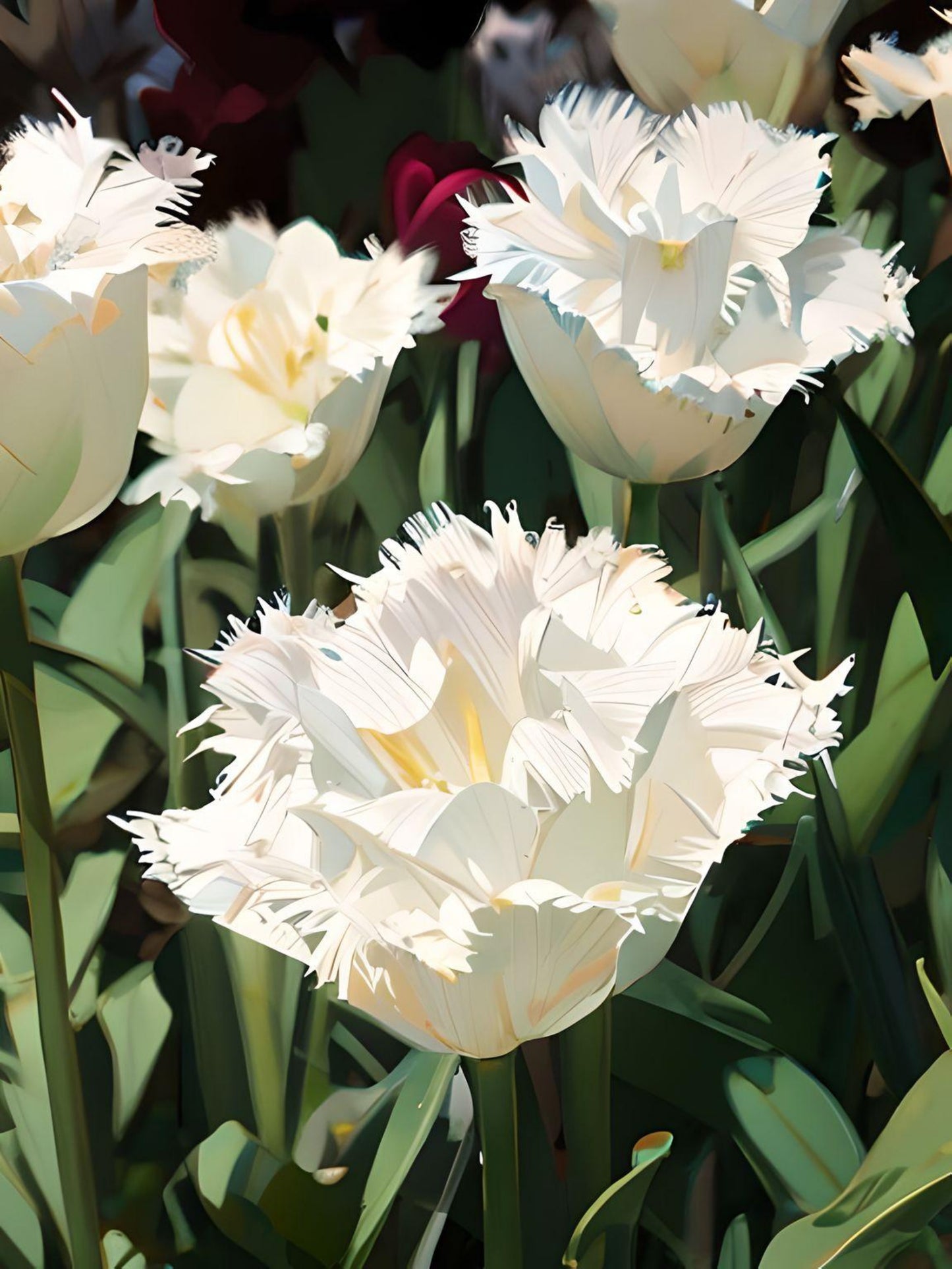 Elegant White Tulip Bloom Paint by Numbers Kit – DIY Floral Art for Home Decor & Relaxation