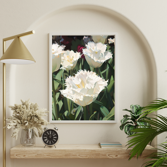Elegant White Tulip Bloom Paint by Numbers Kit – DIY Floral Art for Home Decor & Relaxation